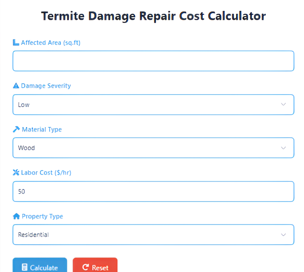 Termite Damage Repair Cost Calculator